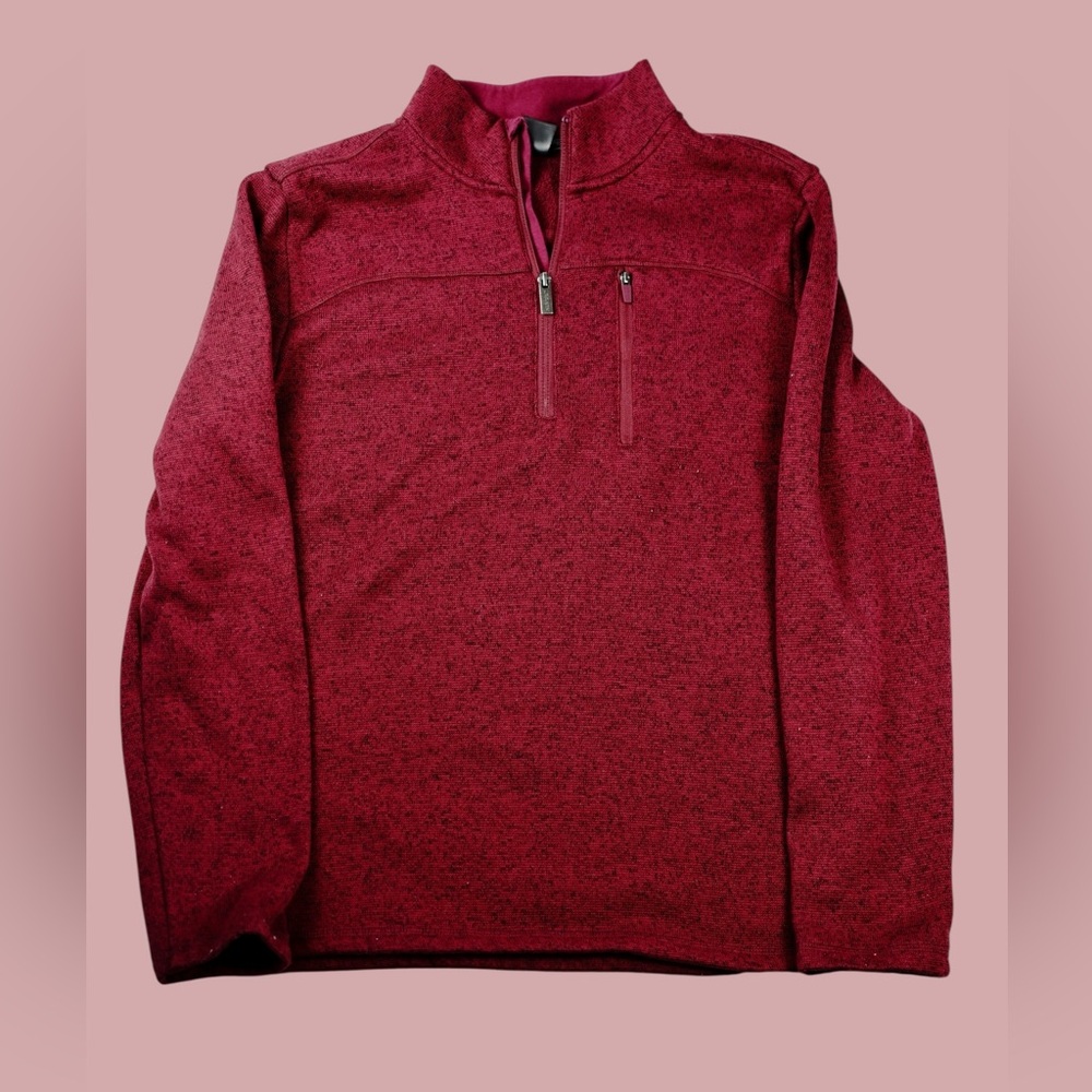Jockey Mens Medium Red Quarter-Zip Pullover Fleece Sweater Casual Outdoor - Picture 7 of 15
